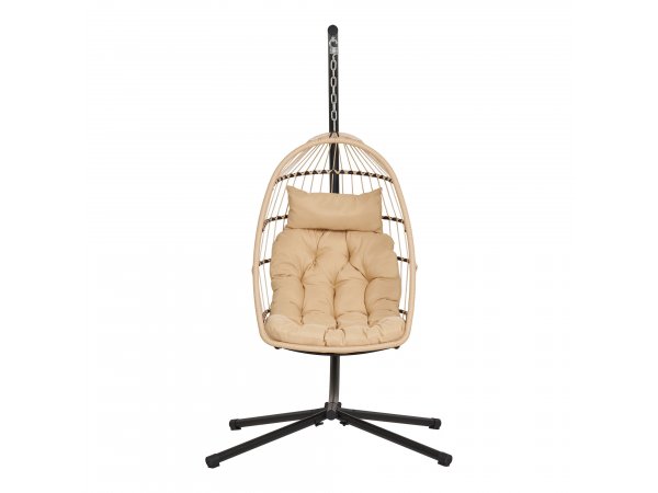 Závěsné křeslo Patras, přírodní/černá, 117×107×195 cm – House Nordic