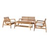 Sedací souprava na balkón a terasu Santander, teak, přírodní, 4dílný – House Nordic