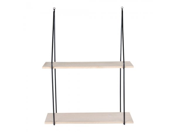 Haag nástěnná police, ocel a paulownia, černá/přírodní, 55×21×72 cm – House Nordic