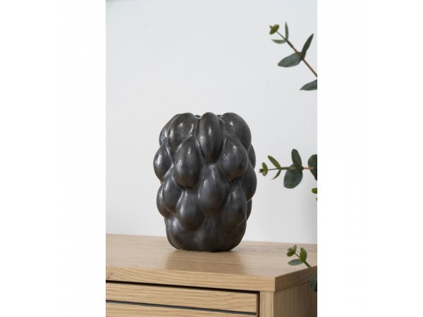 Váza, keramická, černá, 15×14×19 cm – House Nordic
