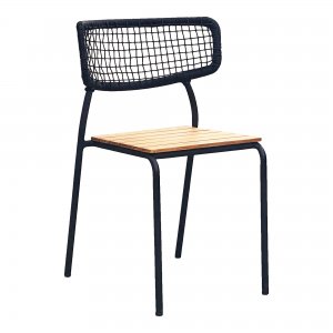 Zahradní židle Nashville, teak a černé lano, 55×53×83 cm – House Nordic