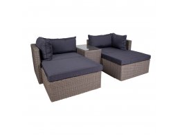 Zahradní lounge set Rossi, Kubu šedý polyratan, 190×158×65 cm – House Nordic
