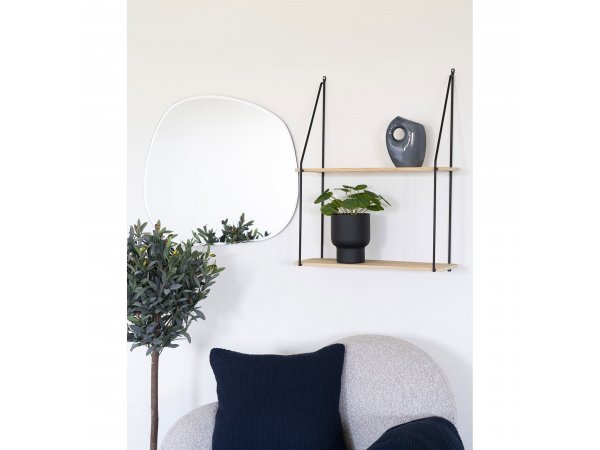 Haag nástěnná police, ocel a paulownia, černá/přírodní, 55×21×72 cm – House Nordic