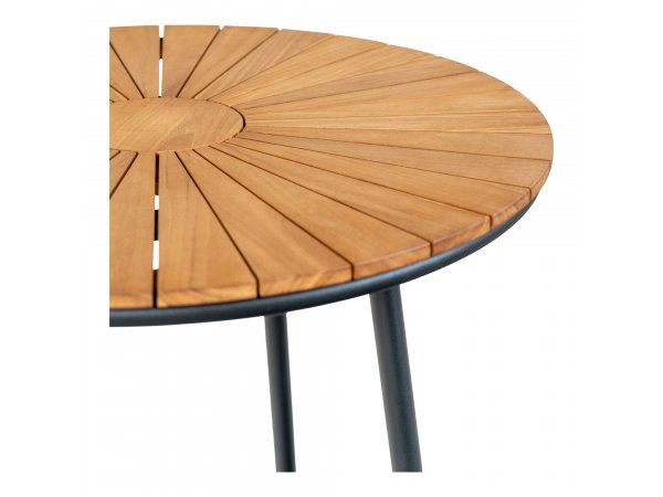Kulatý zahradní stůl Cleveland, teak/kov, Ø130×74 cm – House Nordic
