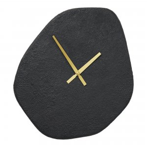 Nástěnné hodiny Vienna, organický tvar, cement, černé, tichý chod, 38×45 cm – House Nordic