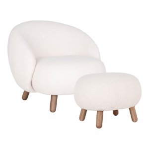Set křesla a podnožky Savona, bílý, 76×80×68 cm / 60×50×37 cm – House Nordic