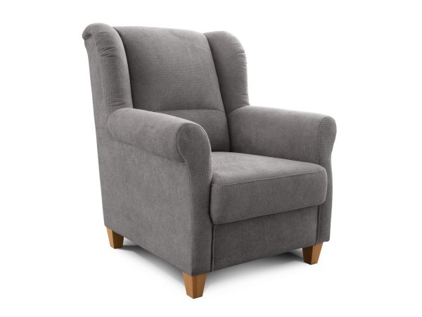 Šedé křeslo ušák FÜNEN v látce Paris grau