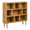 Oshawa knihovna, dub/MDF/dubová dýha, 112×30×104,5 cm