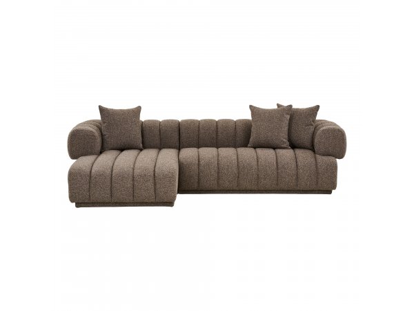 Pohovka Aurora Lounge, rohová levá, bouclé, hnědá, 293×104/160×68 cm – House Nordic