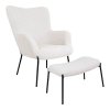 Set křesla a podnožky Glasgow, bílý, 70×79×98 cm / 63×42,5×39 cm – House Nordic