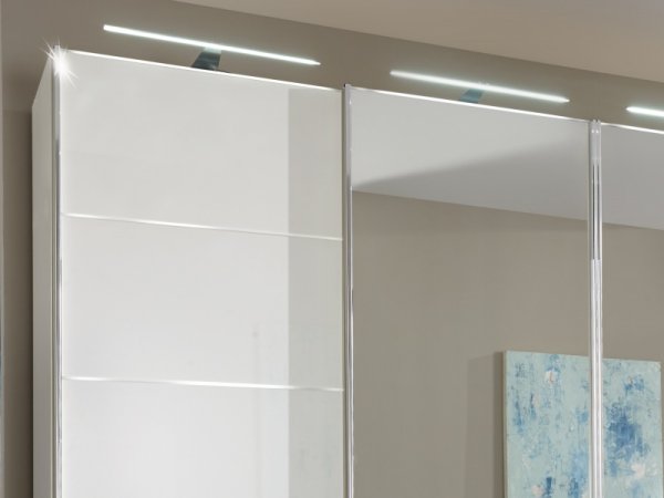 Šatní skříň se skleněnými dveřmi WESTSIDE alpská bílá/chrom