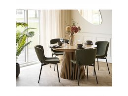 Osaka a Maceda jídelní sestava, přírodní dub / tmavě zelená, 120 × 120 × 75 cm – House Nordic