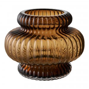 Váza, ručně foukané sklo, kouřově hnědá, Ø20×16 cm – House Nordic