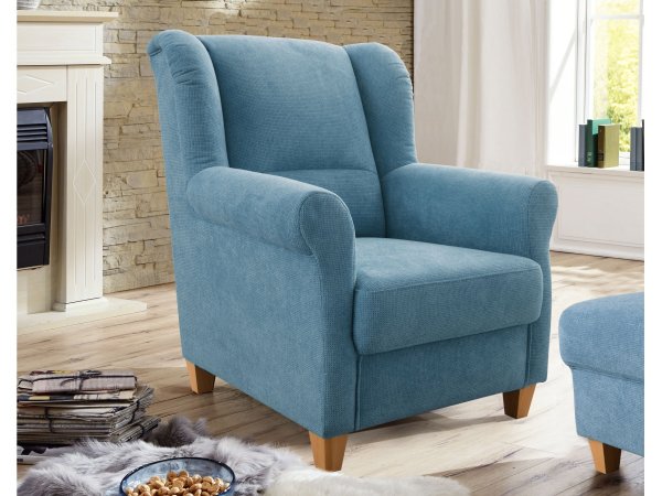 Modrý taburet 59x59 FÜNEN v látce Paris hellblau