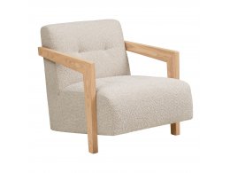 Lounge křeslo Caracas, béžové, dubové, 88×72×72 cm – House Nordic