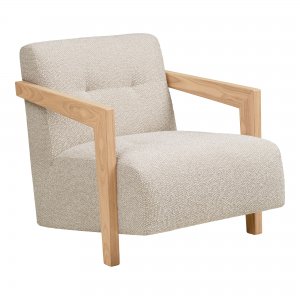 Lounge křeslo Caracas, béžové, dubové, 88×72×72 cm – House Nordic