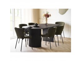 Boavista a Maceda jídelní sestava, tmavý dub / tmavě zelená, 210 × 100 × 75 cm – House Nordic