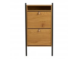 Botník Barco, dubový dekor/černý kov, 62×26×118 cm – House Nordic