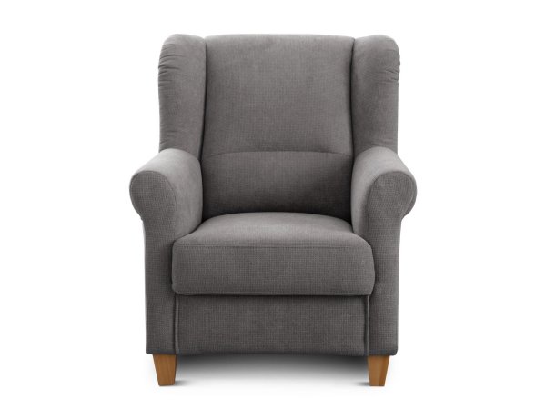 Šedé křeslo ušák FÜNEN v látce Paris grau