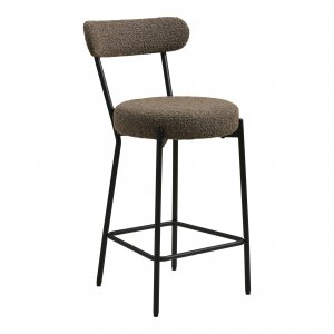 Barová židle Badalona Counter, hnědá bouclé, černé kovové nohy, 39×46×90 cm – House Nordic