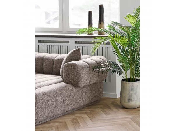 Pohovka Aurora Lounge, rohová pravá, bouclé, hnědá, 293×104/160×68 cm – House Nordic