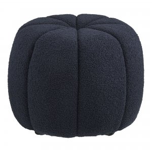 Paisley taburet, žinylka (teddy), námořnická modrá, ø 48 cm × 38 cm – House Nordic