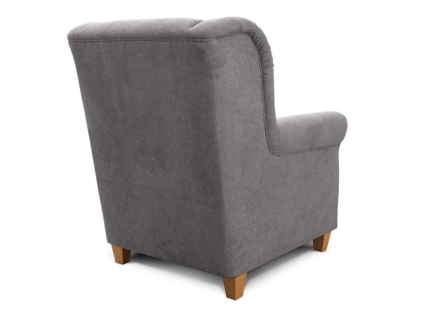 Šedé křeslo ušák FÜNEN v látce Paris grau