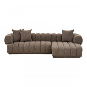Pohovka Aurora Lounge, rohová pravá, bouclé, hnědá, 293×104/160×68 cm – House Nordic