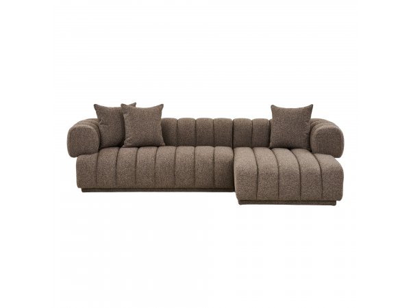 Pohovka Aurora Lounge, rohová pravá, bouclé, hnědá, 293×104/160×68 cm – House Nordic