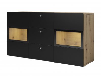 Komoda BAROS dub artisan/černý supermat