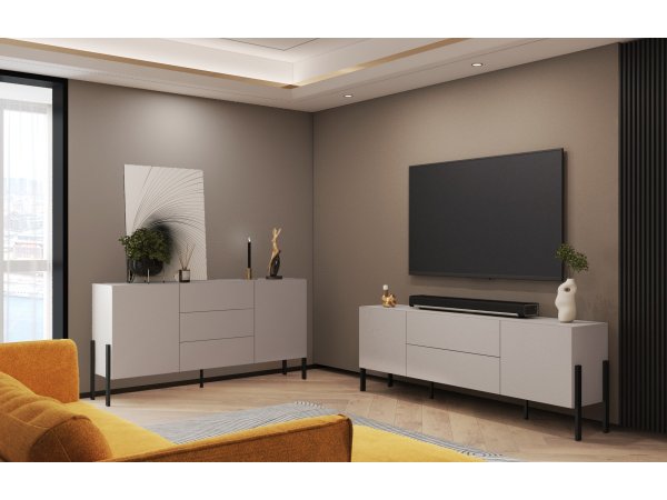 Sestava nábytku do obývacího pokoje JUKON 2 cashmere/černé kovové nohy