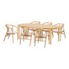 Jídelní set Bundaberg & Agustin, rozkládací stůl 57‑120×120×75/78 cm + 6 židlí, přírodní – House Nordic