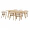 Jídelní set Darwin & Dunkirk, rozkládací stůl 59,5‑180×90×75/80 cm + 6 židlí, přírodní / béžová – House Nordic