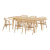 Jídelní set Darwin & Agustin, rozkládací stůl 57‑180×90×75/78 cm + 6 židlí, přírodní – House Nordic