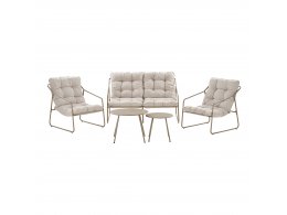 Zahradní lounge set Nilo, pohovka + 2 křesla + 2 stolky, písková, ocel – House Nordic