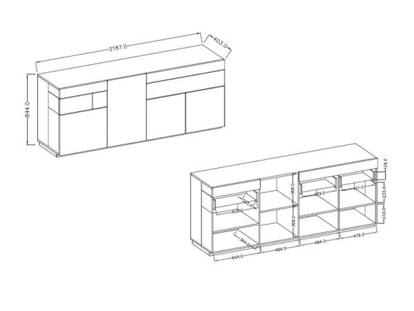 Nábytek do obývacího pokoje SILKE III bílá/bílý lesk - dub wotan