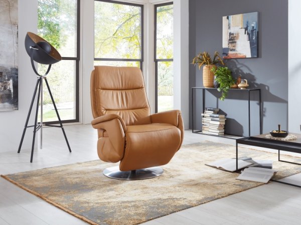 Kožené polohovací televizní křeslo SITZGEFÜHL PLUS XTRA STYLE s vysokou nosností do 200 Kg