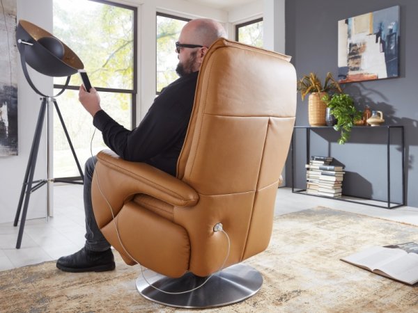 Kožené polohovací televizní křeslo SITZGEFÜHL PLUS XTRA STYLE s vysokou nosností do 200 Kg