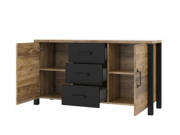 Nábytek do obývacího pokoje OLIN III Appenzellský smrk/černý mat