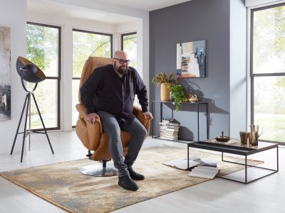Kožené polohovací televizní křeslo SITZGEFÜHL PLUS XTRA STYLE s vysokou nosností do 200 Kg