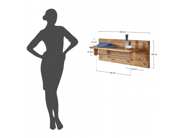 Dubový věšák s policí ALO velký