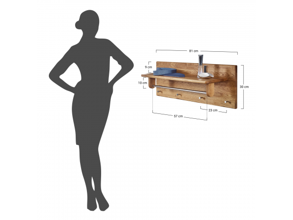 Dubový věšák s policí ALO malý