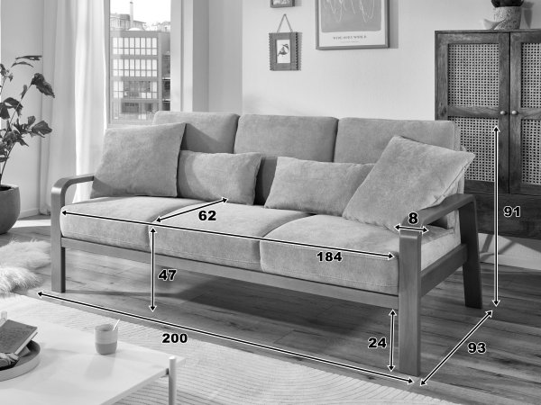 Sedací souprava s dřevěnými područkami 3+2,5+1 KOLDING