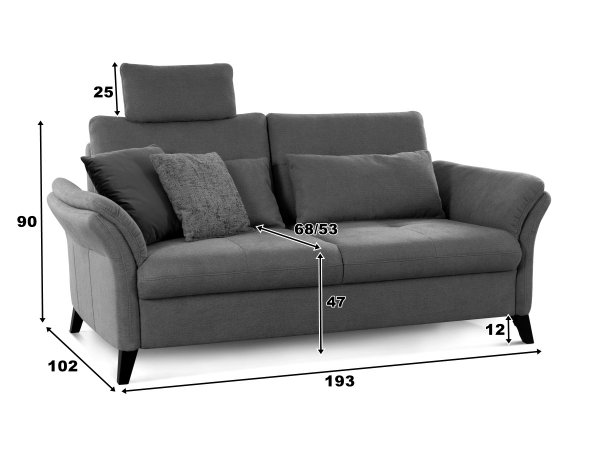 Sedací souprava s nastavitelnou hloubkou sedáku HEDEN 3+2+taburet