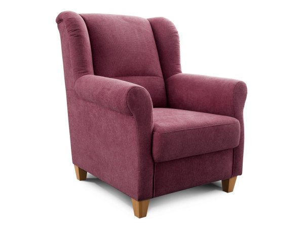 Růžové křeslo ušák FÜNEN v látce Paris chianti