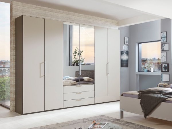 Moderní ložnice GLASGOW grafit / sklo šedý mat