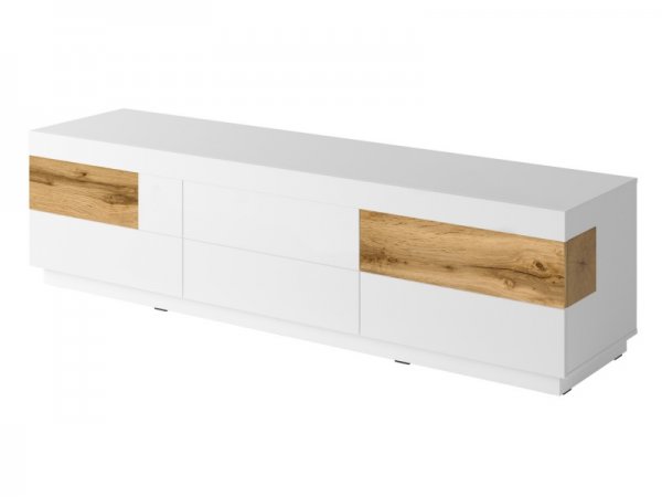 Nábytek do obývacího pokoje SILKE IV bílá/bílý lesk - dub wotan
