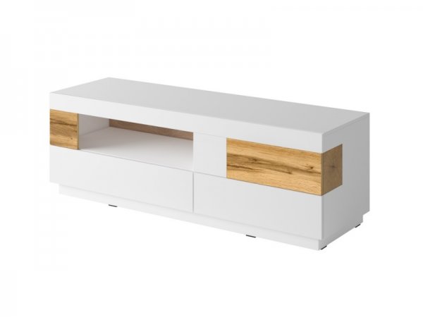 Nábytek do obývacího pokoje SILKE IV bílá/bílý lesk - dub wotan