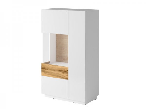 Nábytek do obývacího pokoje SILKE IV bílá/bílý lesk - dub wotan