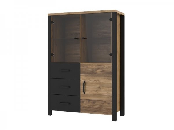 Nábytek do obývacího pokoje OLIN III Appenzellský smrk/černý mat